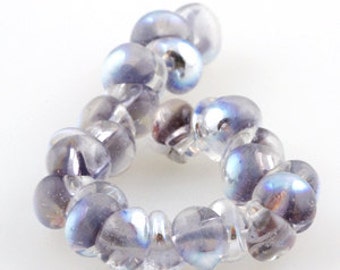 10 Handmade Teardrop Lampwork Glass 13 mm Boro Beads, Metallic series: Nocturnelle (21999).
