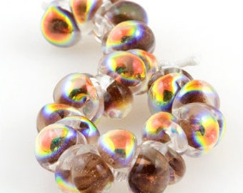 5 Handmade Teardrop Lampwork Glass 13 mm Boro Beads, Metallic series: Rustic Brown (22012)