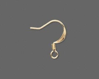 50 Gold-plated earwires, 21 gauge with coil and open loop
