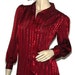 Vintage 80s Wine Maroon Red Satin Secretary Blouse Shirt S B39