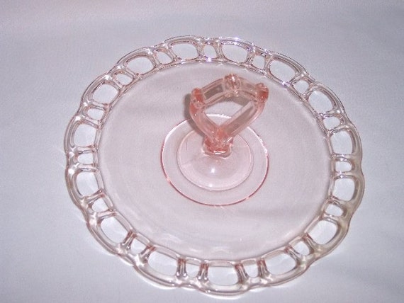 lace colony open edge depression glass pink rare 1930s