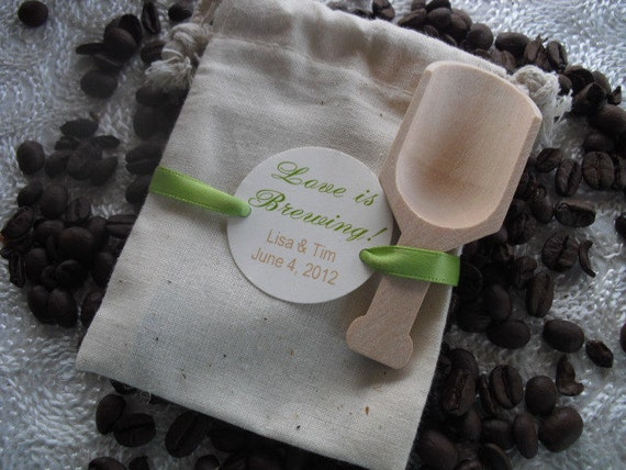  Wedding Favor Bags Personalized Coffee Theme With Wood