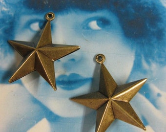 Brass Ox Plated Star Charms 132BOX x2