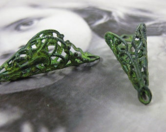 Verdigris Patina Filigree Bead Caps 2002VER x2