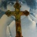 Gorgeous Very Large Solid Brass Cross Verdigris Patina 519VER x1