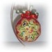 Quilted Ornament Ball Deep Orange, Greens and Golds