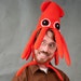 Small Plush Squid Hat\/Pillow - Red