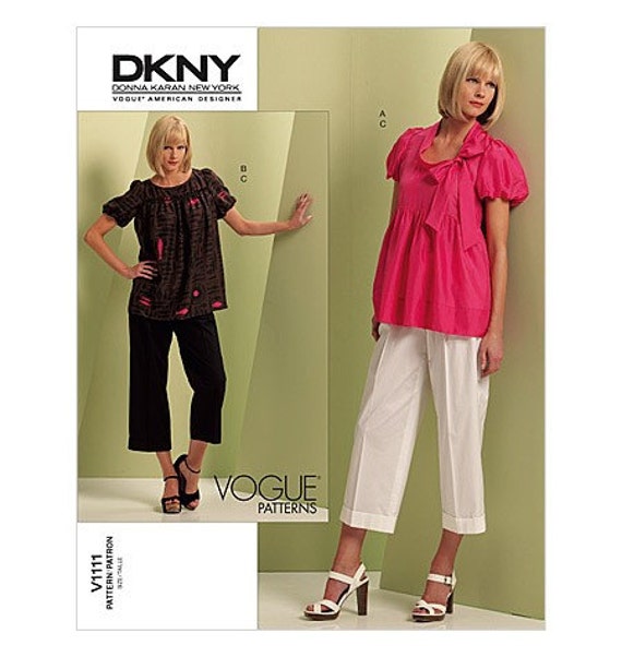 Vogue 1111 DKNY Babydoll Top and Crop Pants Pattern Size 6-12