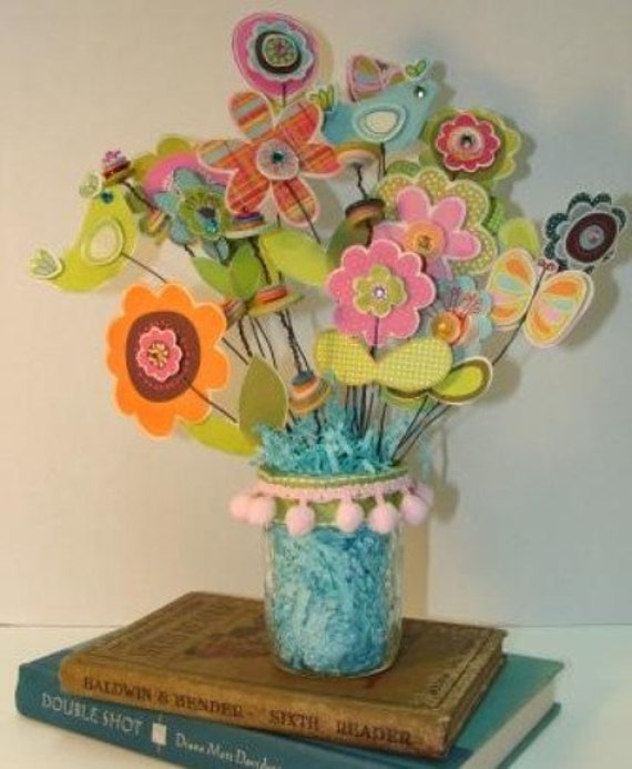 Paper Flower Arrangement in Recycled Vase