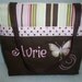 BUTTERFLY Diaper Bag Tote Brown PINK stripes and DoTS .. Monogramming is FREE