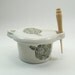 Ceramic French Butter Crock Butter Dish satin white artichoke