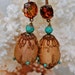 Lilygrace Embroidered Honey Silk Embroidered Earrings with Turquoise Beads and Vintage Glass Jewels