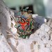 Lilygrace Tattoo Swallow and Heart Handpainted Cameo Ring with Rhinestones