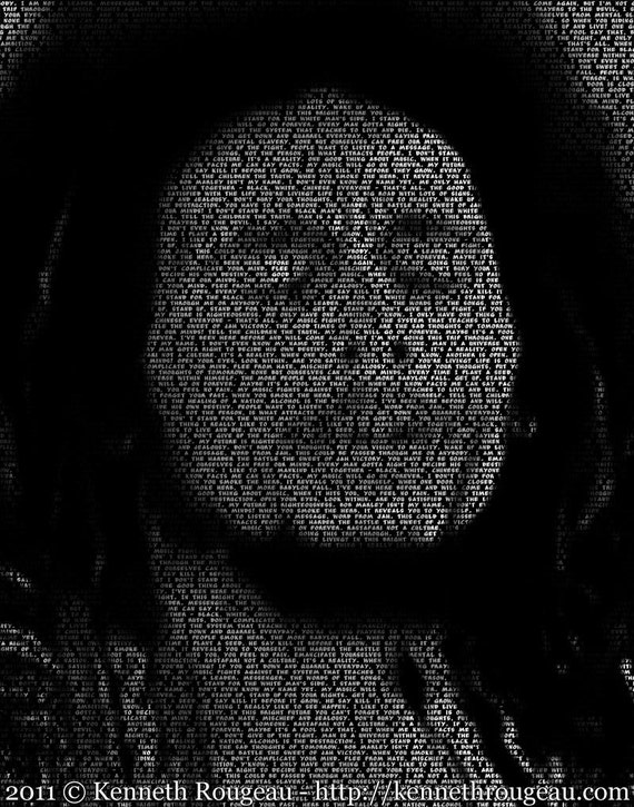 Bob Marley 11x14 Typographical Portrait Fine Art Print
