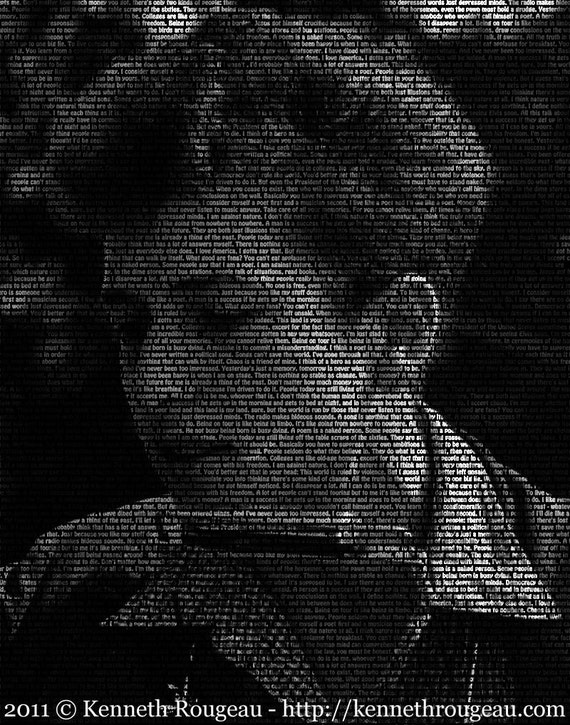 Bob Dylan 11x14 Typographical Portrait Fine Art Print
