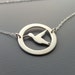 Small Hand Cut Silver Hummingbird Necklace