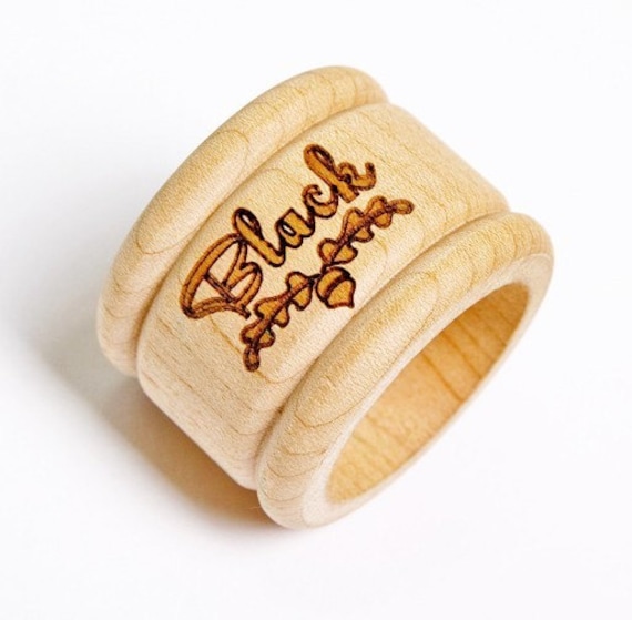 Personalized wooden napkin rings set of 4