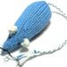 Knit Catnip Mouse Cat Toy in Bright Sky Blue Acrylic Yarn