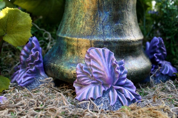 pot feet for planters purple iris flower garden potrisers