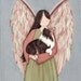 Tri-color sheltie in angel's arms / Lynch signed folk art print