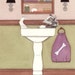 Schnauzer takes a relaxing bath in sink / Lynch signed folk art print