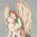 Copper red Siberian Husky with Angel / Lynch signed folk art print