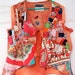 Terracotta Color Patchwork Couture -- Upcycled Wearable Art TOP --myBonny
