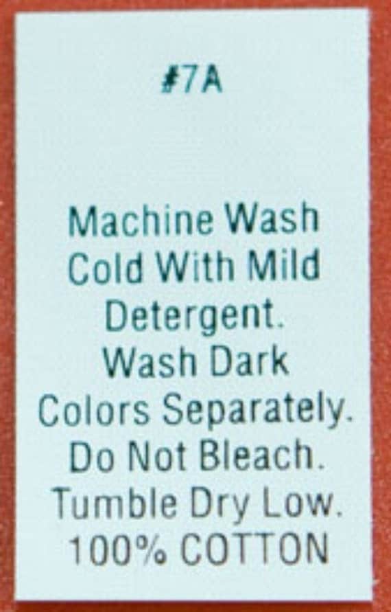 Printed Care Labels Tags 7A Machine Wash Cold With Mild