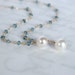 Something Blue - Akoya Pearls and London Blue Topaz Necklace in Solid 14K Yellow Gold