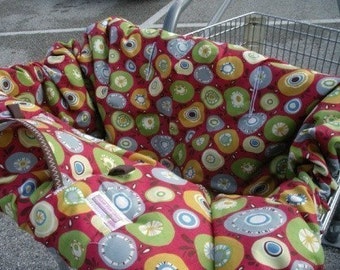 Boutique shopping cart Cover ....POMEGRANATE FEARLESS CIRCLES Shopping Cart Cover