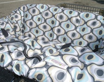 Shopping cart cover for boy or girl Boutique Shopping Cart Cover....Feeling Groovy Charcoal