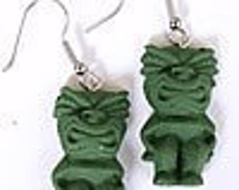 Green tiki earrings tropical tiki oasis tiki god tropical wedding tiki oasis
