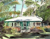 Kauai Green Cottage art print 5x7 from Kauai Hawaii waimea plantation Kauai Green Cottage art print 5x7 from Kauai Hawaii waimea plantation