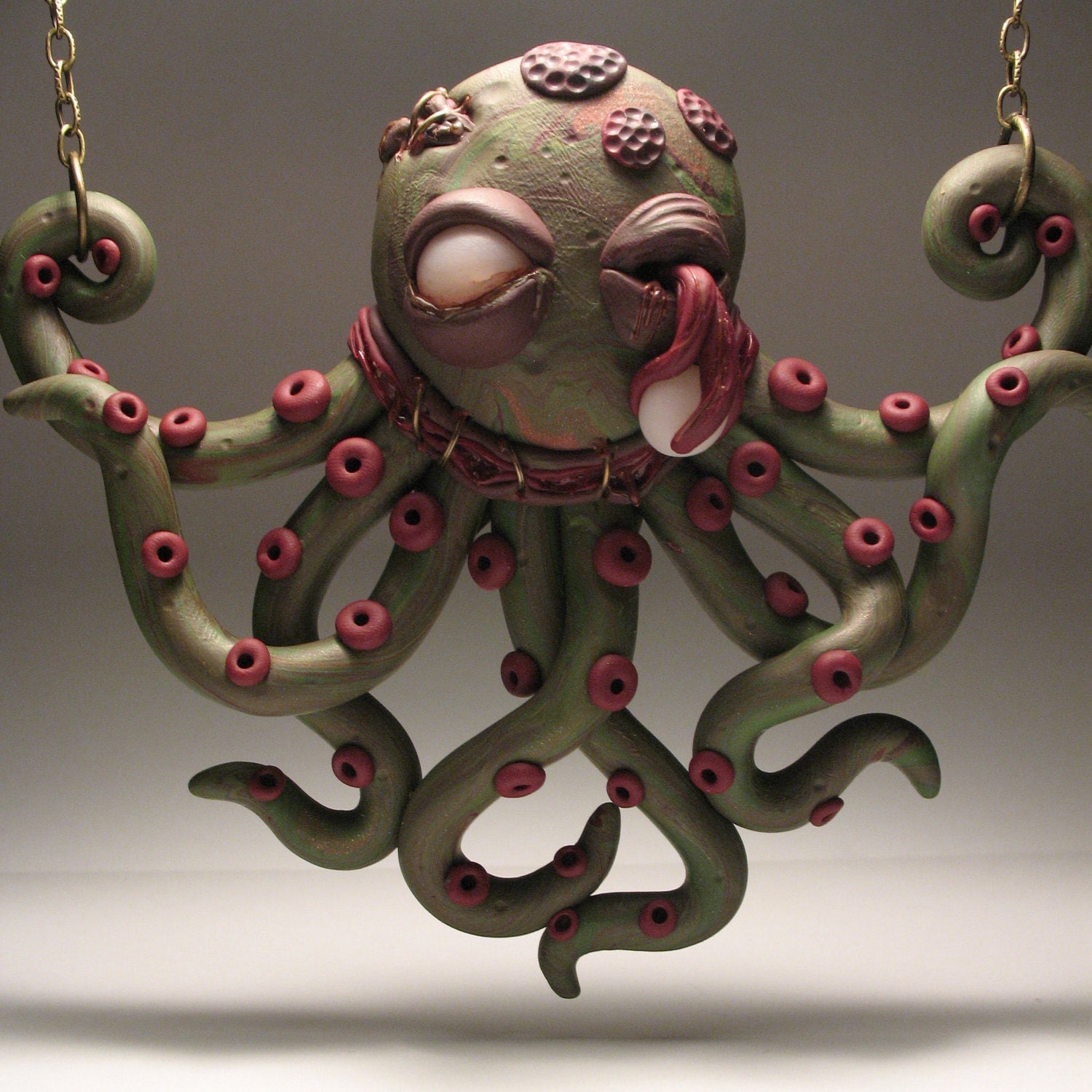 Zombie Octopus Necklace Polymer Clay Horror Jewelry
