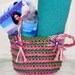 Dragonfly BEACH BAG Crochet Roomy Tote for 1/6 Scale Dolls - Variegated Thread in Pink, Green, Tan