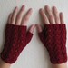 fingerless gloves hand knit red hot lace