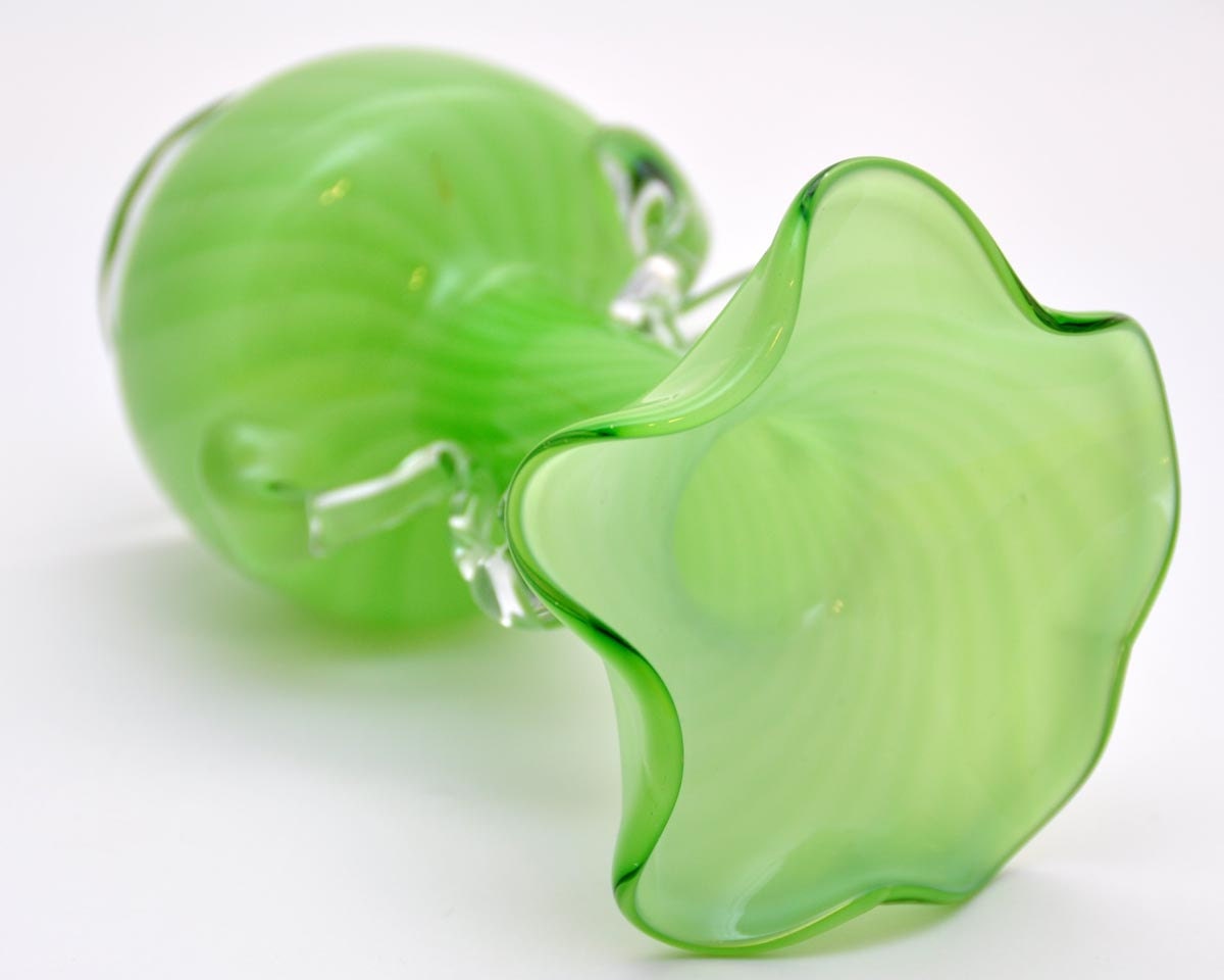 Vintage Vase Art Glass Cased Vase Lime Green by JollyPollyPickins