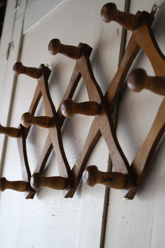 vintage wooden peg rack