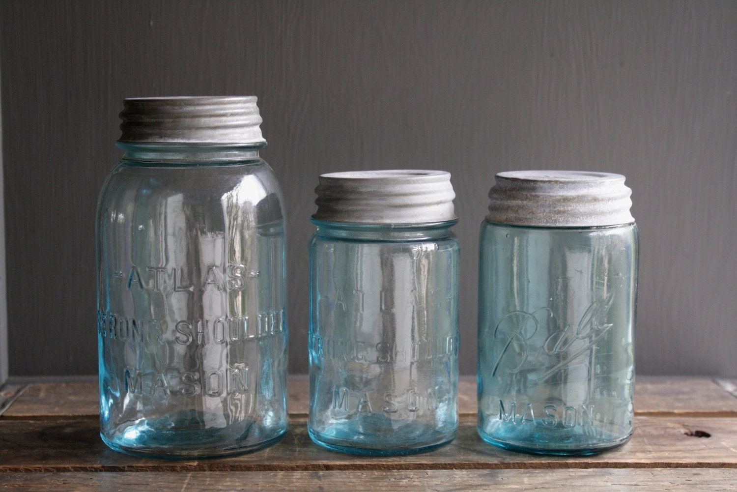 Vintage Blue Mason Jars By Littlebyrdvintage On Etsy   Il Fullxfull.233078594 