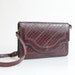 70s leather purse / vintage mahogany tooled leather purse / envelope bag