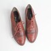 sz 6.5 vintage oxfords / brown woven leather brogues / leather lace up shoes / 37