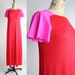 70s vintage STEPHEN BURROWS colorblock maxi dress // vintage red & hot pink loungewear / XS - S