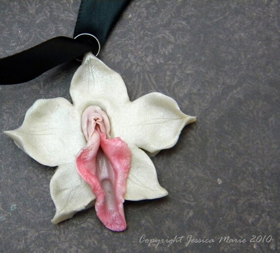 Vulva Portrait Pendant Exotic Orchid RESERVED by VulvaLoveLovely
