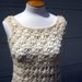 Vtg 60s Ivory Crocheted Dress - Body Con Curvy - Hong Kong - Size Small - Clearance