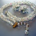 RESERVED for FRANK Lisner Set AB Crystal with Cha Cha Clip On Earrings & 2 Strand Necklace Vintage 60s Signed Bridal Demi Set