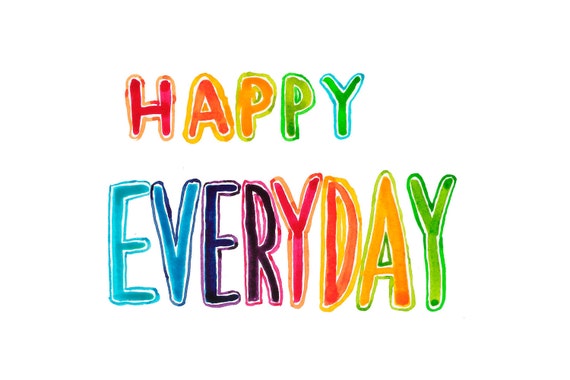 Items similar to Rainbow text HAPPY EVERYDAY card A6 on Etsy