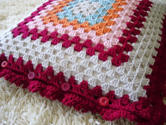 Crocheted Granny Square Pillow Cover