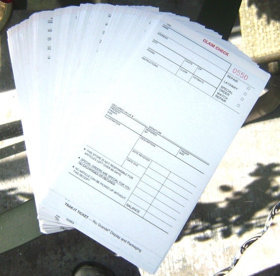 Three Carbon Copy Jewelry Receipt Claim Check Lot