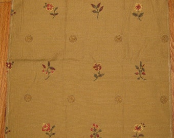 Floral Gold or Cream Embroidered Giardino Pindler Designer Fabric Sample