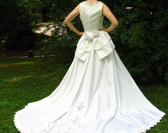 Eco Wedding Dress with Detachable Train, Upcycled Refashioned Bridal Gown, Modern Size 6, Small